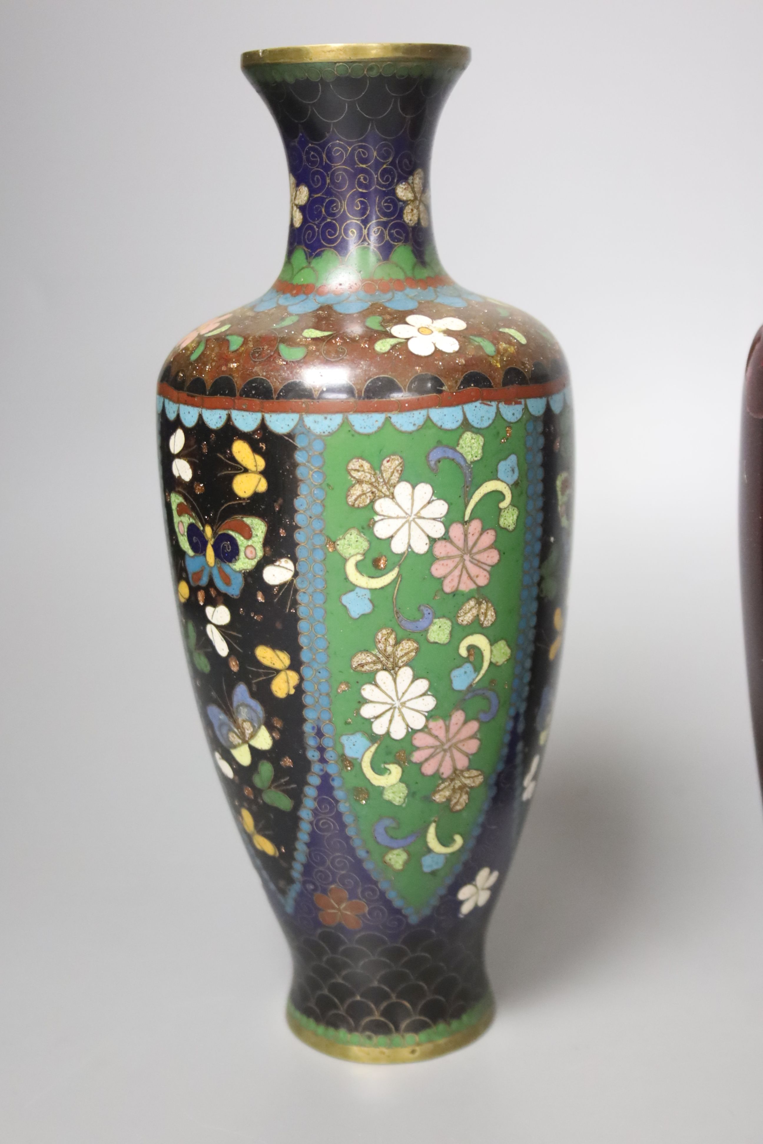 Three cloisonne vases